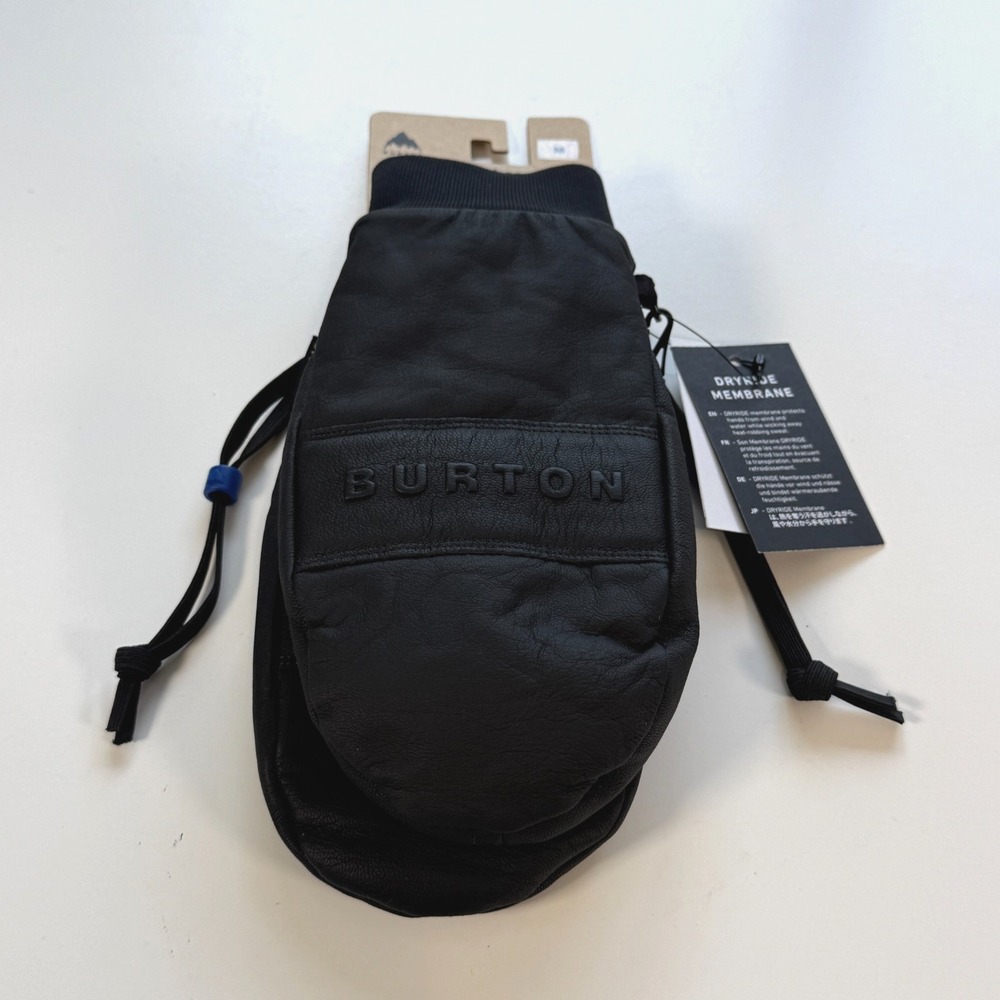 NWT BURTON Treeline Leather DryRide Mittens Waterproof Medium True Black Snow
